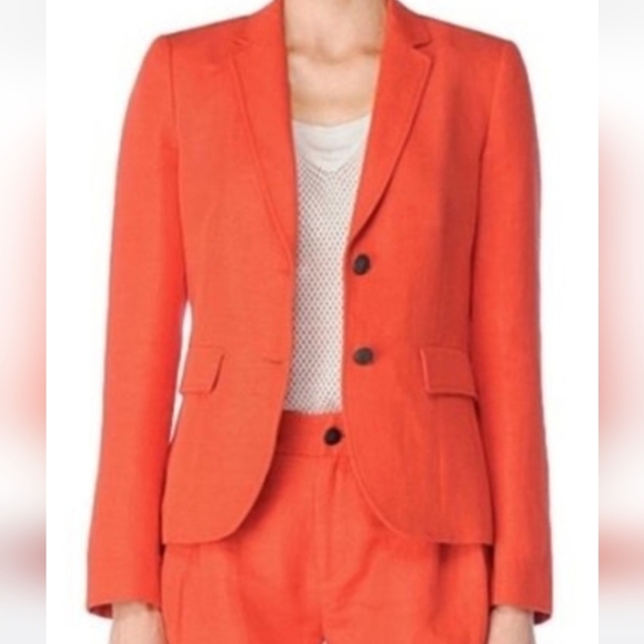 rag & bone Jackets & Blazers - RAG & BONE Bailey Tangerine Twill Linen Blend blazer Size 8